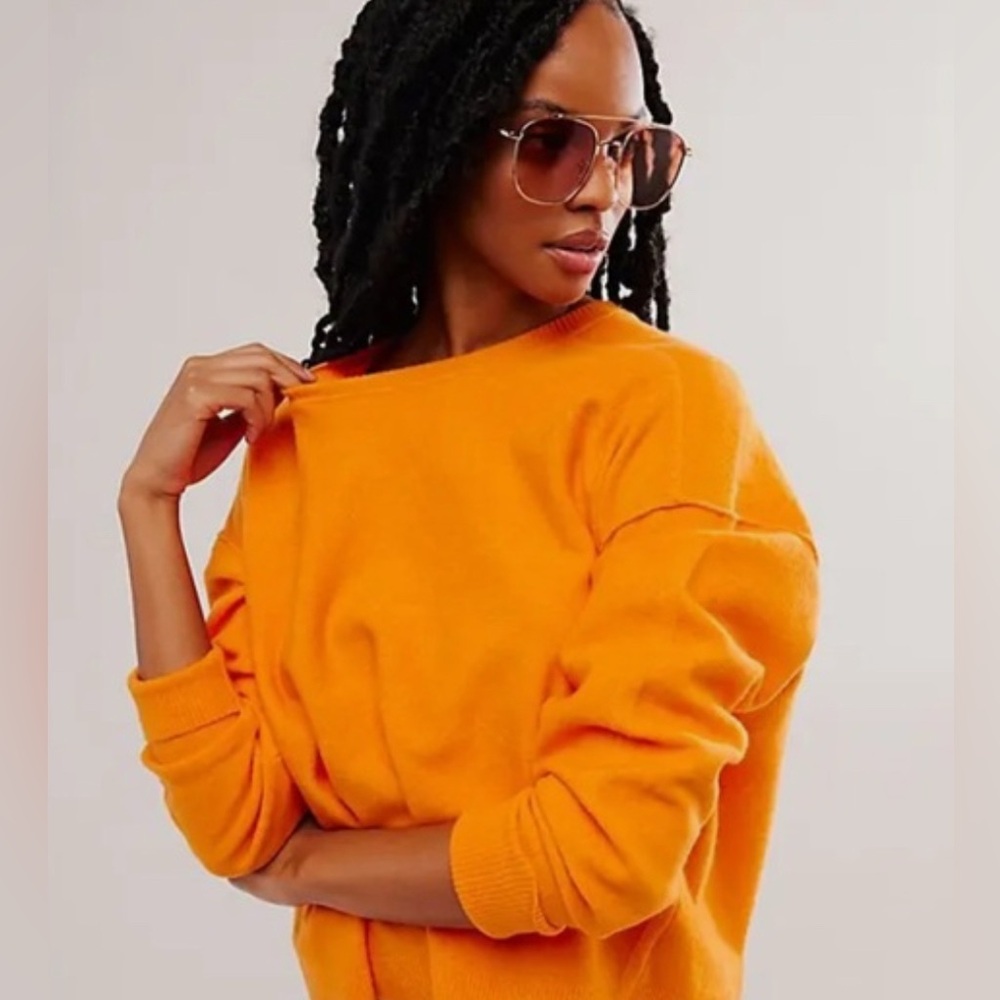 Free People Luna Pullover Marigold Sweater EUC - size Large